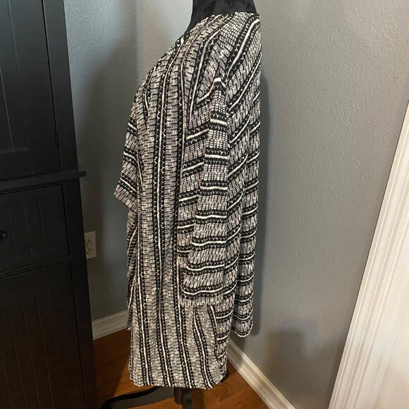 Catherines Black & White Open Front Cardigan Sweater 3X 26/28 W 3/4 Sleeve - Picture 7 of 7